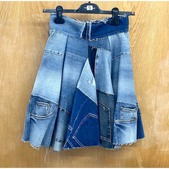 NWT DOLCE & GABBANA Blue Denim Patchwork Skirt IT 40 US S - Picture 4 of 6
